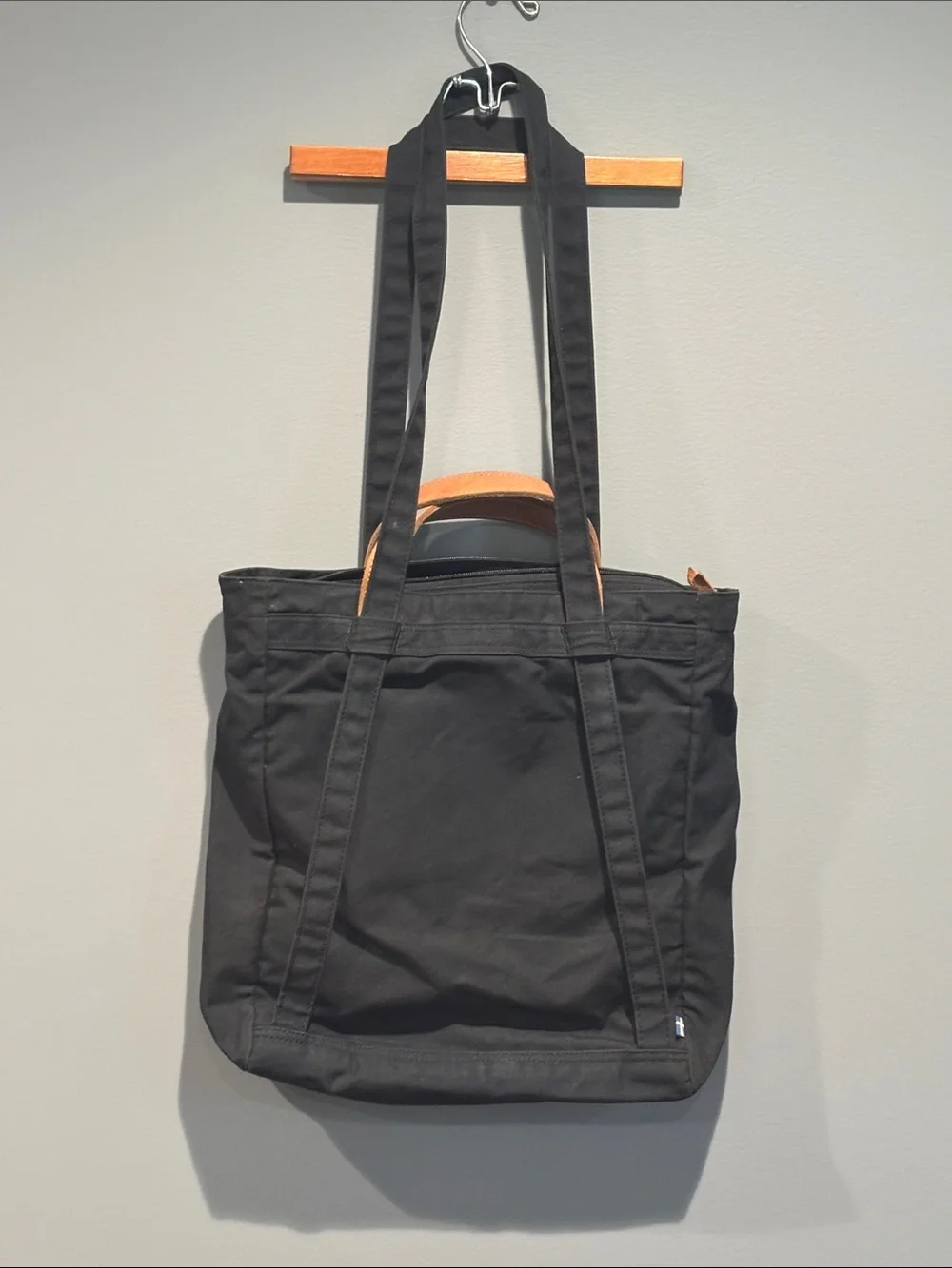 Fjallraven Black G-1000 Tote with Tan Leather Accents